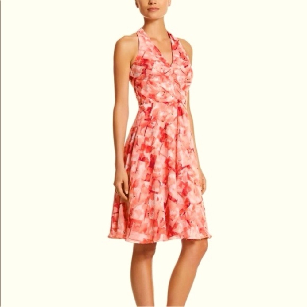 White House, black market floral chiffon dress, size 8